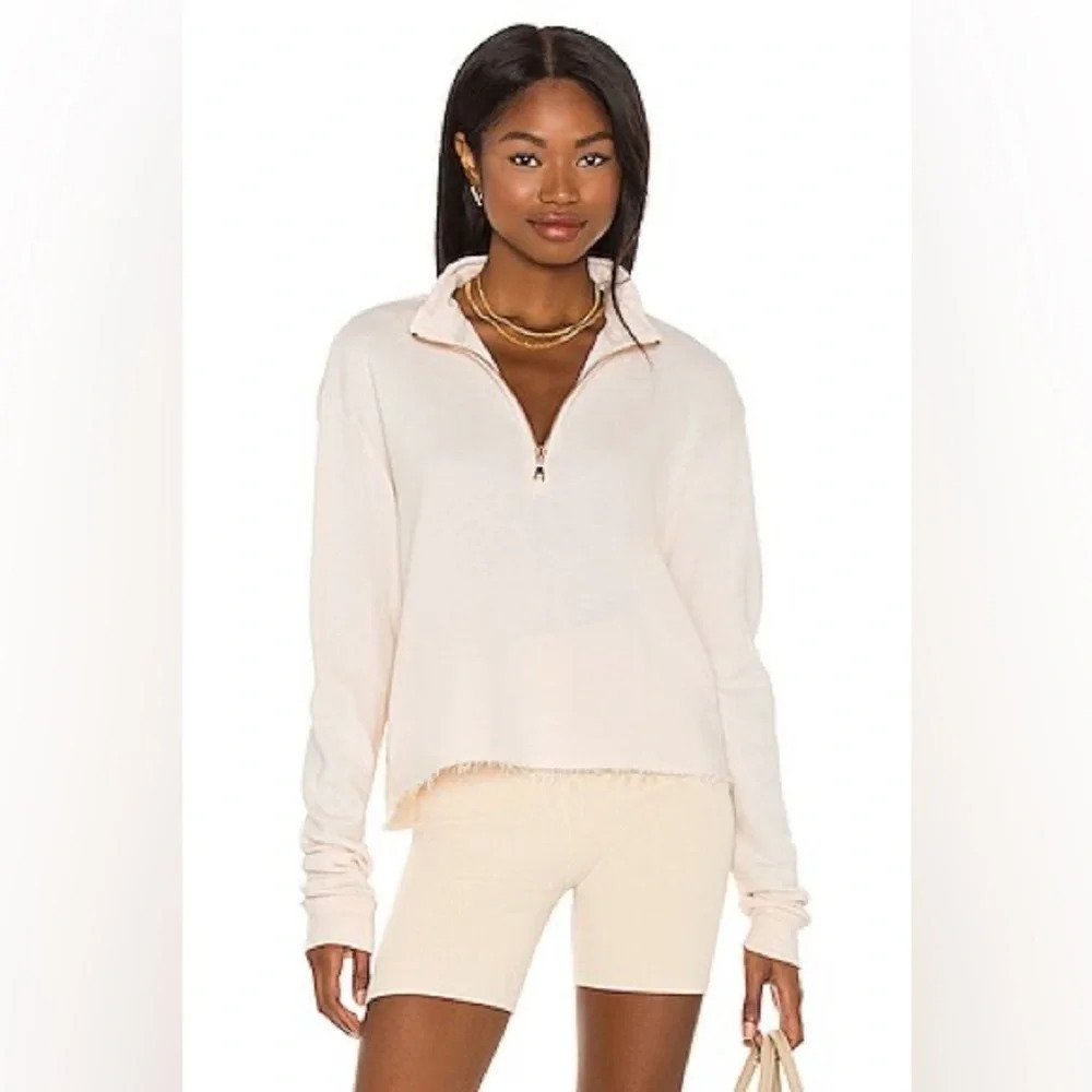 NWT Michael Lauren Rose Gold 1/2 Zip French Terry Pullover Sweater Size M